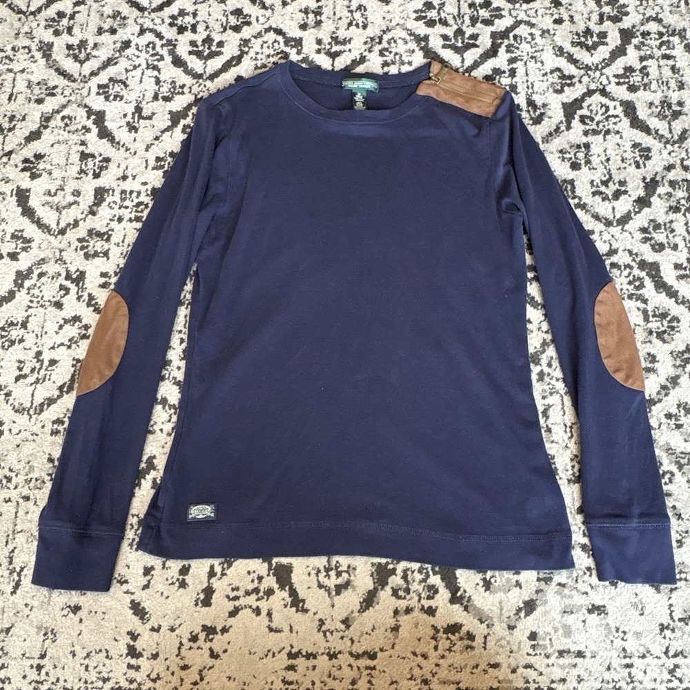 Lauren Jeans Company Ralph Lauren Cotton Long Sleeve Top Purple Regular Size M